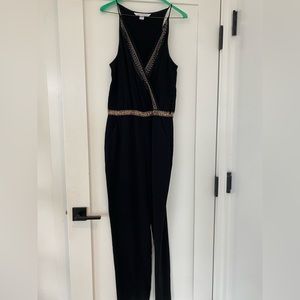 Diane Von Furstenberg black jumpsuit with gold embellishment
